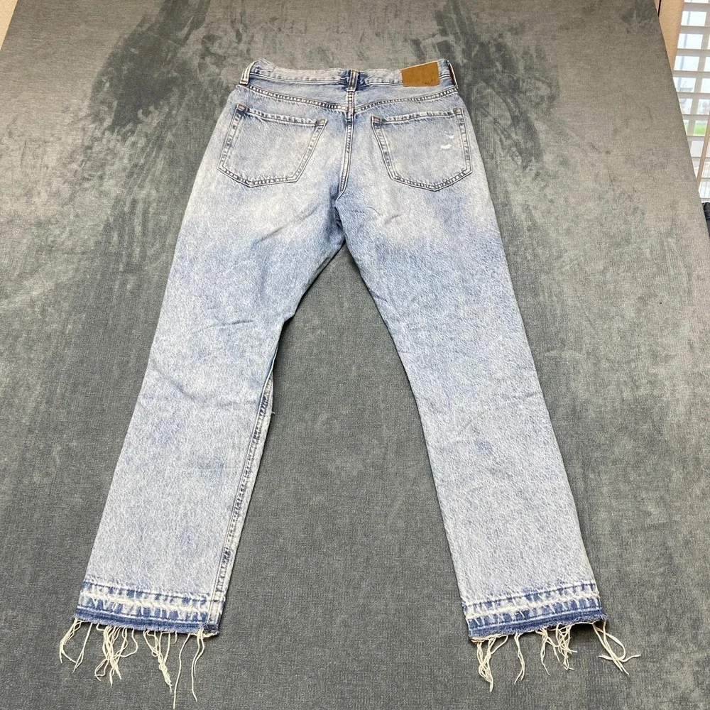 Aeropostale Jeans Womens 6R 30x27 Distressed Frayed Hem Super High Rise Straight